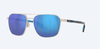 Costa Unisex Wader Polarized Sunglasses In Brushed Silver Blue Mirror