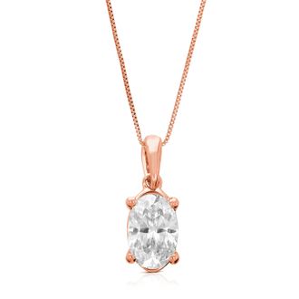 Vir Jewels 1 cttw Oval Lab Grown Diamond Solitaire Pendant Necklace in 14K Gold with Chain For Women