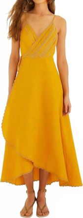 Farm Rio Maxi Wrap Dress In Yellow Banana