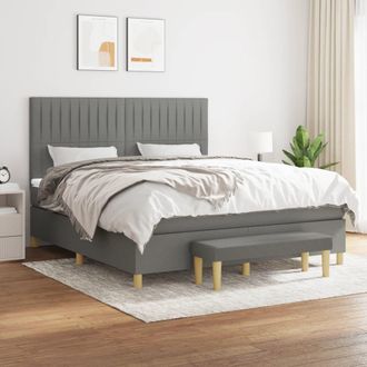 vidaXL Vidaxl - Cama Box Spring Con Colch&oacute;n Tela Gris Oscuro 160x200 Cm