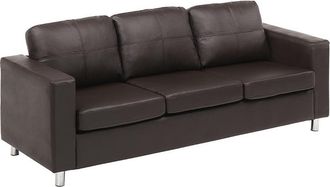 Vente-Unique Sof&aacute; 3 plazas de piel sint&eacute;tica ACKLEY - Marr&oacute;n