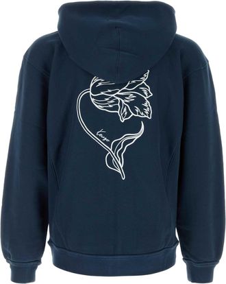 Kenzo Mens Tulip Hoodie Navy Cotton Hoodies