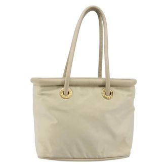 Celine Handbag Nylon Beige Nylon Handbag (Pre-Owned)