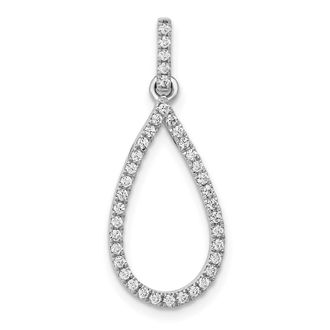 Diamond2Deal 14k White Gold 1/4 carat Diamond Teardrop Pendant
