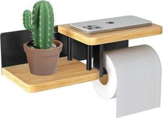 OEM Soporte Para Papel Higi&eacute;nico Con Soporte Para Tel&eacute;fono M&oacute;vil - Soporte Doble Para Rollos De Papel Higi&eacute;nico Sin Necesidad De Taladrar - Montaje En Par