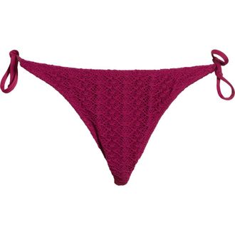 Roxy Open Stitch Side Tie Bikini Bottoms in Raspberry at Nordstrom Rack, Size X-Small
