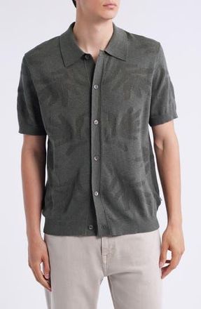 Nn.07 Thor 6686 Short Sleeve Organic Cotton Polo Cardigan in Croc Green at Nordstrom Rack, Size Xx-Large