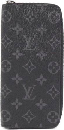 Louis Vuitton Black Coated Canvas Long Wallet (Bi-Fold) (Pre-Owned)