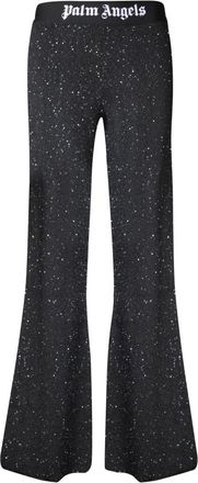 Palm Angels Zwarte Broek voor Vrouwen Aw 23 - Dames - Wijde Broeken - Zwart - S - Polyester - Broeken