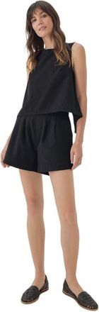 Pact Canopy Linen High-Waisted Short Made with Organic Cotton in Black at Nordstrom, Size Xx-Large