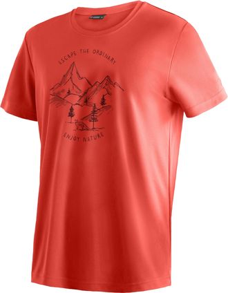 Maier Sports T-Shirt MAIER SPORTS Dieter Print, Herren, Gr. M, rot (feuerrot), 100% Polyester, Rundhals, Shirts T-Shirt, Herren Funktionsshirt, Freizeitshirt mit A