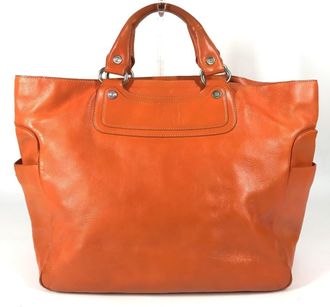 Celine Orange Leather Handbag Shoulder Bag Tote Bag (Pre-Owned)