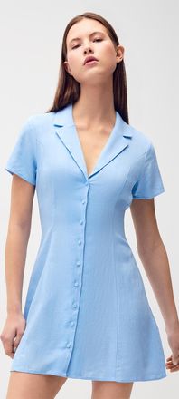 Twik Womens Linen-blend notched collar shirtdress