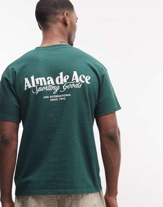 Alma de Ace Sporting Goods - T-shirt verde scuro con stampa del logo sul retro