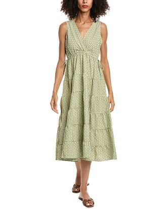Max Studio Yarn Dye V-Neck Tiered Midi Dress