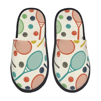 Generic Slipper Racket And Tennis Ball Warm Slippers Cozy Indoor Shoes For Winter Travel Room M