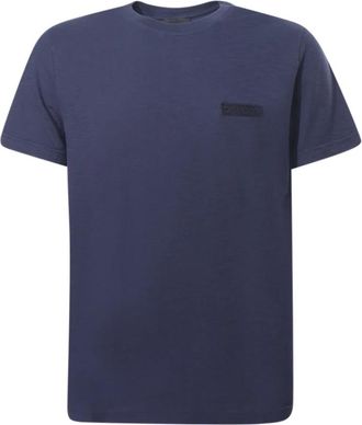 Dondup T-shirt met ronde hals regular in jersey fiammato - Heren - T-shirts - Blauw - S - Katoen - Tops