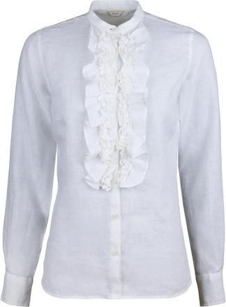 Stenstr&ouml;ms Blouse met Ruches van Linnen - Dames - Blouses - Wit - L - Linnen - Overhemden