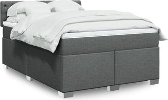 vidaXL Cama Box Spring Con Colch&oacute;n Tela Gris Oscuro 140x190 Cm Vidaxl