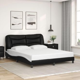 vidaXL Estructura Cama Cabecero Cuero Sint&eacute;tico Negro Blanco 160x200cm Vidaxl