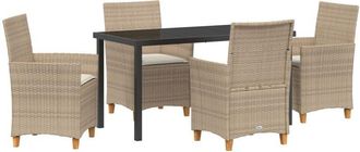 vidaXL Vidaxl - Garden Dining Set 5 pcs Beige Poly Rattan