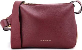 Burberry Purple Leather & House Check Canvas Helmsley Crossbody Small (Authentic Pre-Loved)