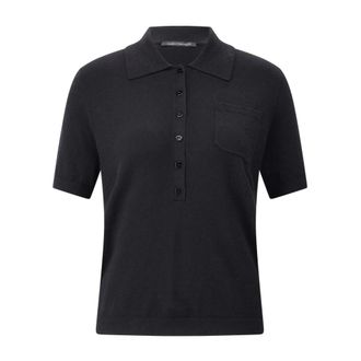 Luisa Cerano Tops, Dames, Zwart, S, Wol, Polo Shirt van Wollen Mix