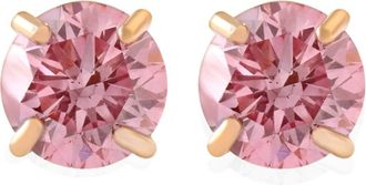 Pompeii3 3/8Ct Pink Lab Grown Diamond Screw Back Studs Earrings 14K Yellow Gold