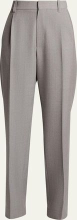 Victoria Beckham Pleated Drop-Waist Straight-Leg Trousers