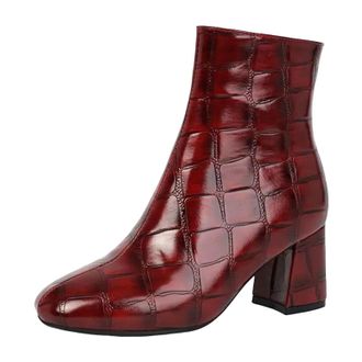 Generic Womens Classic Ankle Boots Round Toe High Thick Heel With Platform And Side Zipper For Everyday Fashion Wear