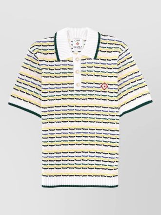 Casablanca short sleeve knit polo striped collar