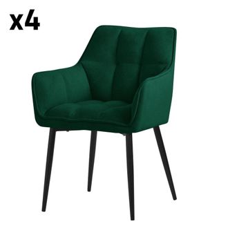 ML Design 4x Sillas de comedor verde oscuro tapizado de tejido respaldo ergon&oacute;mi
