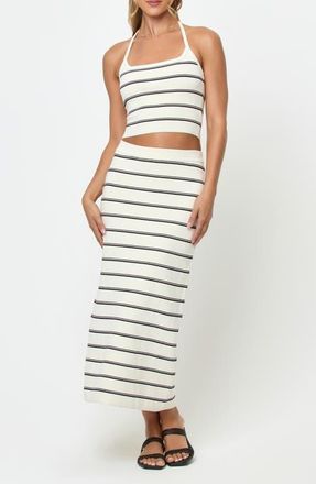L*Space Positano Stripe Halter Rib Crop Cover-Up Top in Mykonos Stripe at Nordstrom, Size X-Large