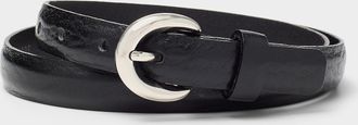 Simons Womens Puffy round-buckle textured leather belt