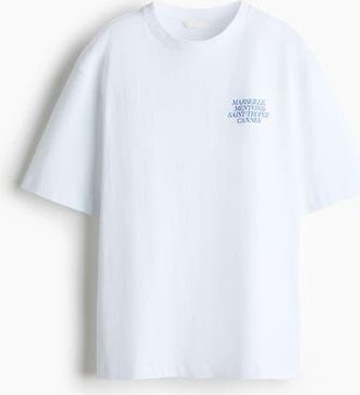 H&M Oversized Print-motif T-shirt in White/marseille at Nordstrom, Size X-Large