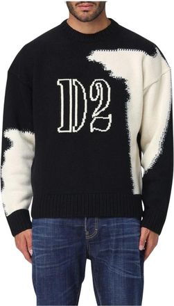 Dsquared2 Gebreide trui met grafisch ontwerp met relaxte pasvorm- comfortabel en stijlvol - Heren - Ronde hals truien - Veelkleurig - L - Truien & Vesten