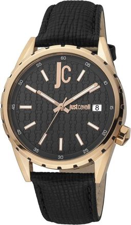 Just Cavalli Watches, male, Black, Size: ONE SIZE Leather Dress Watch