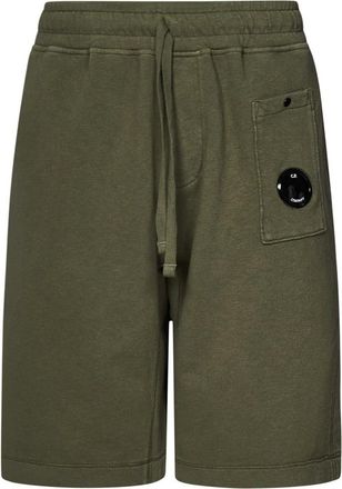 C.P. Company C.p. Company, Korte Broeken, Heren, Groen, L, Katoen, Groene Shorts met Lens Detail