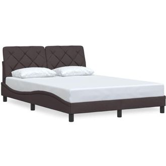 vidaXL Cama Sin Colch&oacute;n Tela Marr&oacute;n Oscuro 140x200 Cm Vidaxl