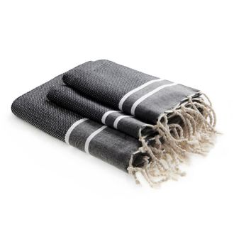 Febronie Fouta set de ba&ntilde;o (1+2) algod&oacute;n 100x200 negro