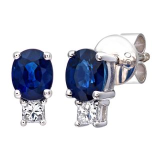 Diamant L'éternel 18kt witgouden 0,33 ct diamanten en saffierbladoorbellen