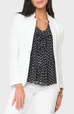 Gibsonlook Inverted Notch Collar Cotton Blend Knit Blazer in White at Nordstrom, Size Xx-Small