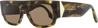 Victoria Beckham Womens V Plaque Sunglasses VB666S 321 Kakhi Horn 55mm