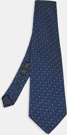 Lanvin Navy Blue Patterned Silk & Cotton Traditional Tie