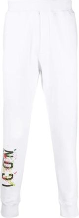 Dsquared2 Icon Print Witte Joggingbroek - Heren - Sweatpants - Wit - XS - Katoen - Broeken