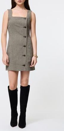 French Connection Houndstooth Sleeveless Button Front Minidress in Brown Multi at Nordstrom Rack, Size 12