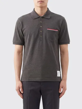 Thom Browne Polo a maniche corte in cotone piquet con logo 4-Bar