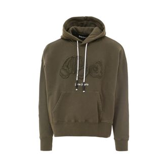 Palm Angels Hoodies, male, Green, S, Sweat &agrave; capuche en coton