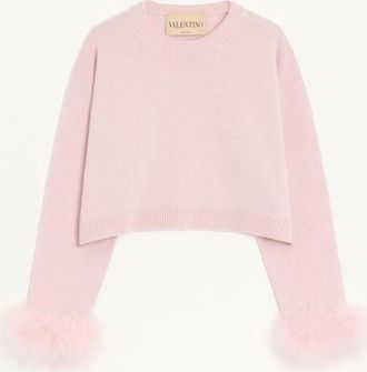 Valentino Maglia In Cashmere Con Piume Donna ROSA XL