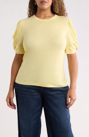 Renee C Ruched Sleeve Top in Lemon at Nordstrom Rack, Size 3 X